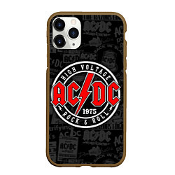 Чехол iPhone 11 Pro матовый AC DC HIGH VOLTAGE, цвет: 3D-коричневый