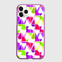 Чехол iPhone 11 Pro матовый Абстрактный яркий узор, цвет: 3D-фиолетовый