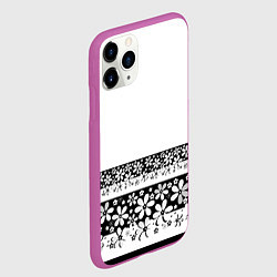 Чехол iPhone 11 Pro матовый Черно-белый цветочный принт, цвет: 3D-фиолетовый — фото 2