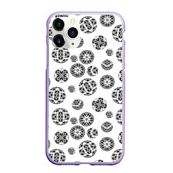 Чехол iPhone 11 Pro матовый Черно-белый геометрический узор, цвет: 3D-светло-сиреневый