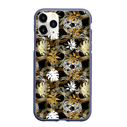 Чехол iPhone 11 Pro матовый Листва, кружева и золото, цвет: 3D-серый