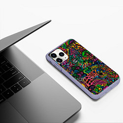 Чехол iPhone 11 Pro матовый Кислотные узоры психоделика, цвет: 3D-светло-сиреневый — фото 2