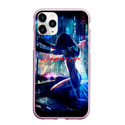 Чехол iPhone 11 Pro матовый Cyberpunk девушка с катаной