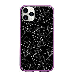 Чехол iPhone 11 Pro матовый Черно-белый геометрический, цвет: 3D-фиолетовый