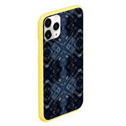 Чехол iPhone 11 Pro матовый Темный синий абстрактный узор, цвет: 3D-желтый — фото 2
