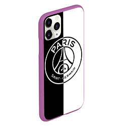 Чехол iPhone 11 Pro матовый ФК ПСЖ PSG BLACK & WHITE, цвет: 3D-фиолетовый — фото 2