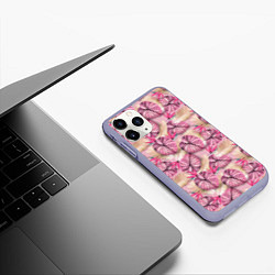 Чехол iPhone 11 Pro матовый Розовый тропический узор, цвет: 3D-светло-сиреневый — фото 2