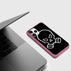 Чехол iPhone 11 Pro матовый Череп с противогазом, цвет: 3D-малиновый — фото 2