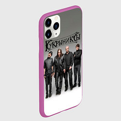 Чехол iPhone 11 Pro матовый Кукрыниксы рок группа, цвет: 3D-фиолетовый — фото 2
