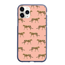 Чехол iPhone 11 Pro матовый Гепарды на розовом, цвет: 3D-серый