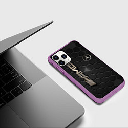 Чехол iPhone 11 Pro матовый MERCEDES LOGO BRONZE, цвет: 3D-фиолетовый — фото 2