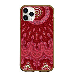Чехол iPhone 11 Pro матовый Красно-розовый калейдоскоп, цвет: 3D-коричневый