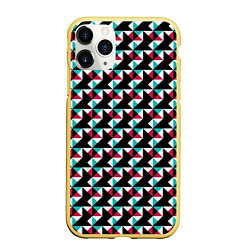 Чехол iPhone 11 Pro матовый Красно-черный абстрактный узор, цвет: 3D-желтый