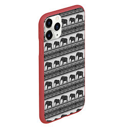 Чехол iPhone 11 Pro матовый Черно-белый узор слоны, цвет: 3D-красный — фото 2