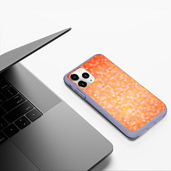 Чехол iPhone 11 Pro матовый Оранжевая пиксель абстракция, цвет: 3D-светло-сиреневый — фото 2