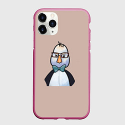 Чехол iPhone 11 Pro матовый Умная птица, цвет: 3D-малиновый