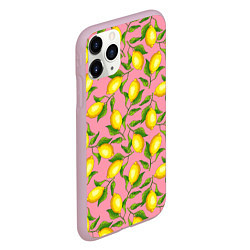 Чехол iPhone 11 Pro матовый Лимоны паттерн, цвет: 3D-розовый — фото 2