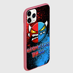 Чехол iPhone 11 Pro матовый Geometry Dash Red Blue, цвет: 3D-малиновый — фото 2