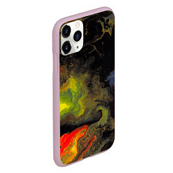 Чехол iPhone 11 Pro матовый Галактический лавовый окрас, цвет: 3D-розовый — фото 2