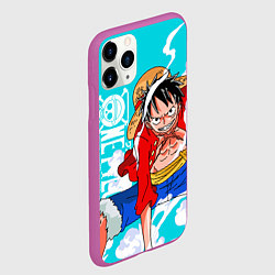 Чехол iPhone 11 Pro матовый Ван-Пис, Гому Гому но Ми, цвет: 3D-фиолетовый — фото 2
