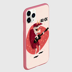 Чехол iPhone 11 Pro матовый Ангус Янг ACDC, цвет: 3D-малиновый — фото 2