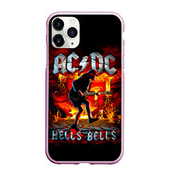 Чехол iPhone 11 Pro матовый ACDC HELLS BELLS, цвет: 3D-розовый