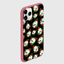 Чехол iPhone 11 Pro матовый Черепа и розы Skull and Roses, цвет: 3D-малиновый — фото 2