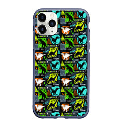 Чехол iPhone 11 Pro матовый Dinosaurs, цвет: 3D-серый