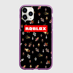 Чехол iPhone 11 Pro матовый ROBLOX PATTERN РОБЛОКС Z, цвет: 3D-фиолетовый