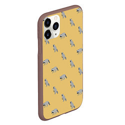 Чехол iPhone 11 Pro матовый Еноты паттерн, цвет: 3D-коричневый — фото 2