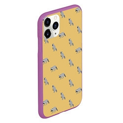 Чехол iPhone 11 Pro матовый Еноты паттерн, цвет: 3D-фиолетовый — фото 2