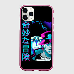 Чехол iPhone 11 Pro матовый Дзётаро и Дио, JoJo’s Bizarre, цвет: 3D-малиновый
