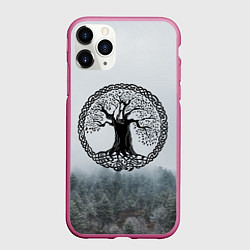 Чехол iPhone 11 Pro матовый Иггдрасиль Yggdrasil Z, цвет: 3D-малиновый