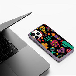 Чехол iPhone 11 Pro матовый Весёлый Хэллоуин, цвет: 3D-серый — фото 2