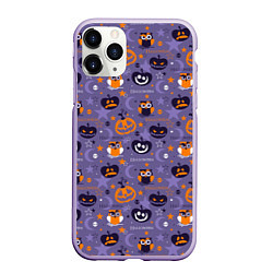 Чехол iPhone 11 Pro матовый Хэллоуин, цвет: 3D-светло-сиреневый