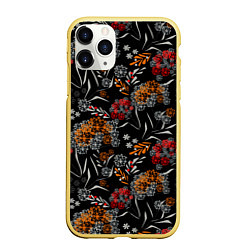 Чехол iPhone 11 Pro матовый Цветочный модный узор, цвет: 3D-желтый