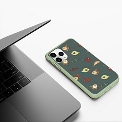 Чехол iPhone 11 Pro матовый Морские рыбки на зеленом фоне, цвет: 3D-салатовый — фото 2