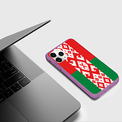 Чехол iPhone 11 Pro матовый Белоруссия, цвет: 3D-фиолетовый — фото 2