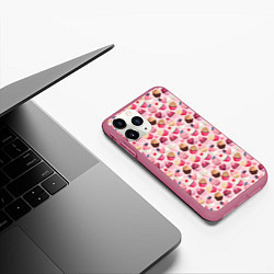 Чехол iPhone 11 Pro матовый Пирожные, цвет: 3D-малиновый — фото 2