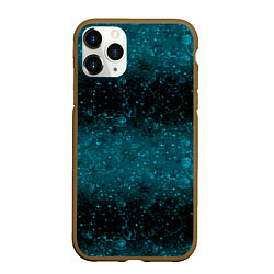 Чехол iPhone 11 Pro матовый Черно-синие блестки, цвет: 3D-коричневый