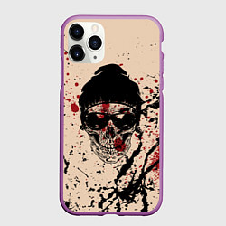 Чехол iPhone 11 Pro матовый Череп Хипстер Брызги Краски, цвет: 3D-фиолетовый