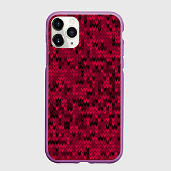 Чехол iPhone 11 Pro матовый Красно-черный абстрактный узор, цвет: 3D-фиолетовый