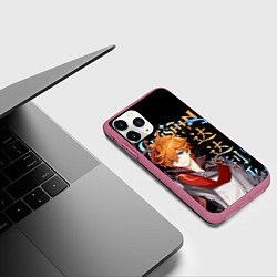 Чехол iPhone 11 Pro матовый Тарталья, Genshin Impact, цвет: 3D-малиновый — фото 2