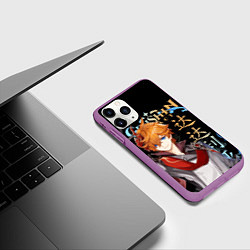 Чехол iPhone 11 Pro матовый Тарталья, Genshin Impact, цвет: 3D-фиолетовый — фото 2