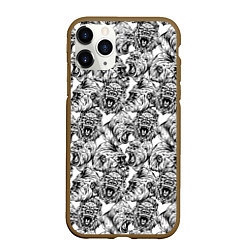 Чехол iPhone 11 Pro матовый Злые Гориллы - Паттерн, цвет: 3D-коричневый