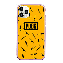 Чехол iPhone 11 Pro матовый PUBG АВТОМАТЫ ПАТТЕРН ЖЁЛТЫЙ
