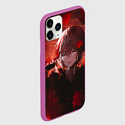 Чехол iPhone 11 Pro матовый Кадзуха в кленовых листьях, цвет: 3D-фиолетовый — фото 2