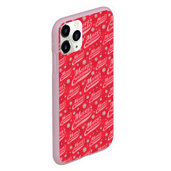 Чехол iPhone 11 Pro матовый Merry Christmas рождество, цвет: 3D-розовый — фото 2