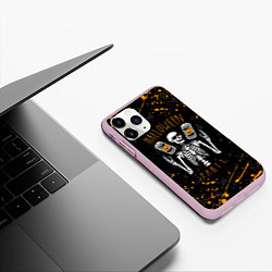 Чехол iPhone 11 Pro матовый HALLOWEEN PARTY ВЕЧЕРИНКА ХЕЛЛОУИН ЧЕРЕП И ТЫКВА, цвет: 3D-розовый — фото 2