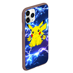 Чехол iPhone 11 Pro матовый ПИКАЧУ НА ФОНЕ МОЛНИЙ PIKACHU FLASH, цвет: 3D-коричневый — фото 2